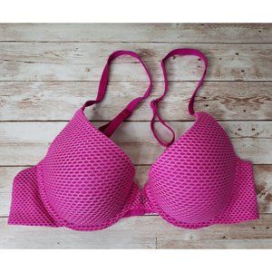 Victoria's Secret Uplift Semi Demi Pink Honeycomb Pattern Textured Bra 32B